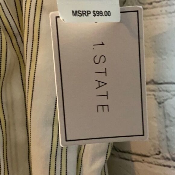 1. State White Pants with yellow and black stripes, size 14, with tie belt - Picture 4 of 7